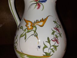 pichet grand oiseau polychrome